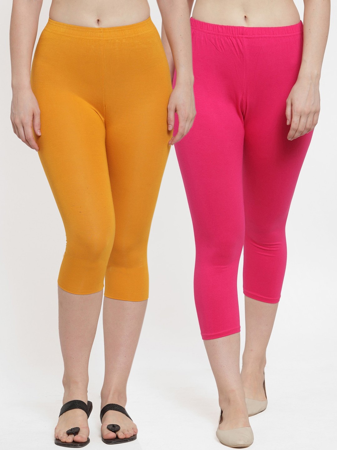 

GRACIT Women Pack Of 2 Solid Slim Fit Capris, Pink