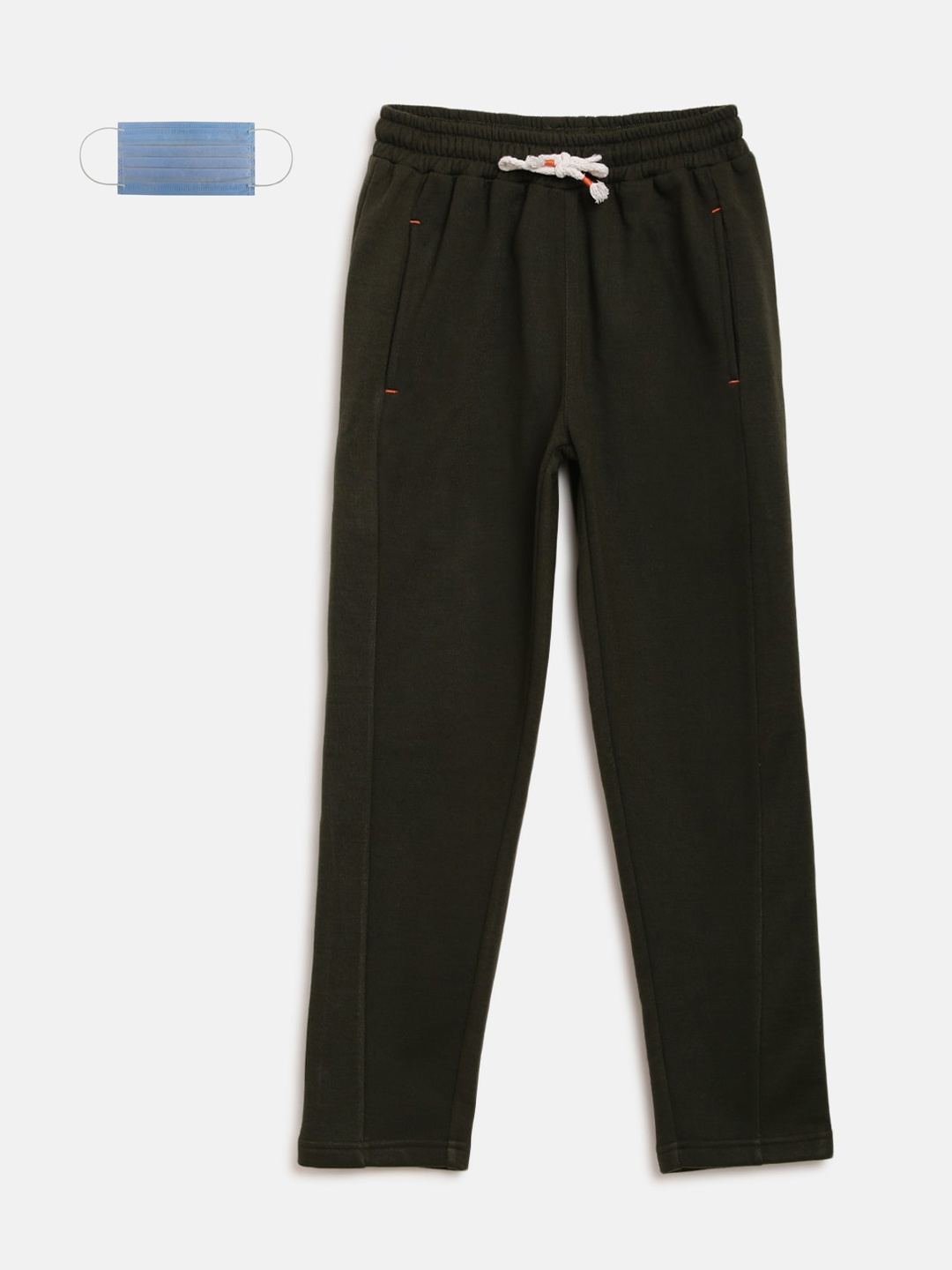 Lil Tomatoes Boys Olive Green Solid Track Pants