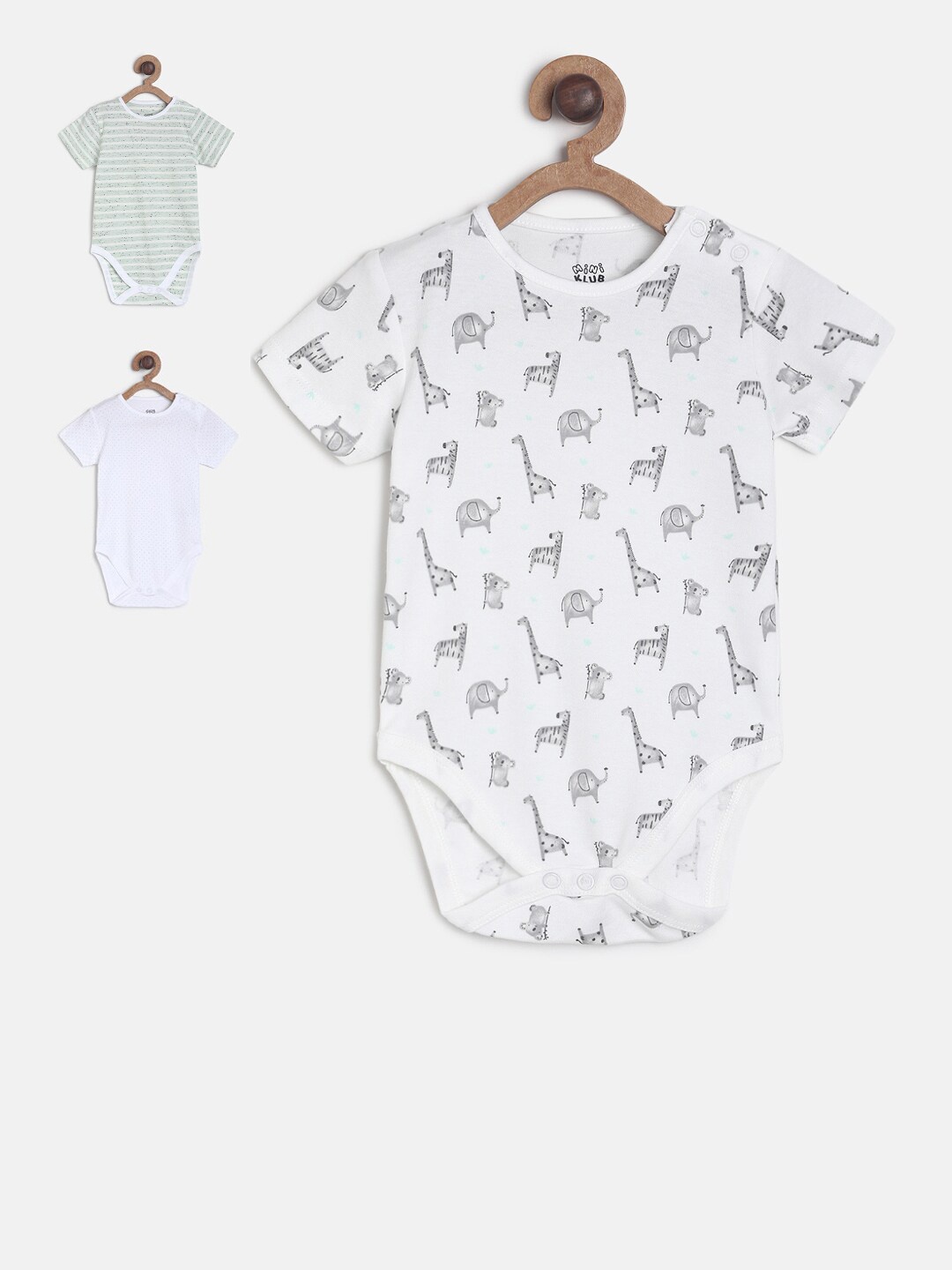 MINI KLUB Boys Pack of 3 Bodysuits, White