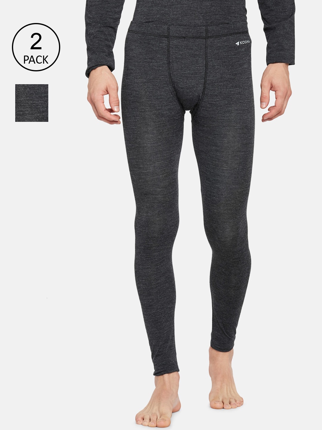 

Kosha Men Plus size Charcoal Merino Wool & Bamboo Thermal Bottoms Pack of 2