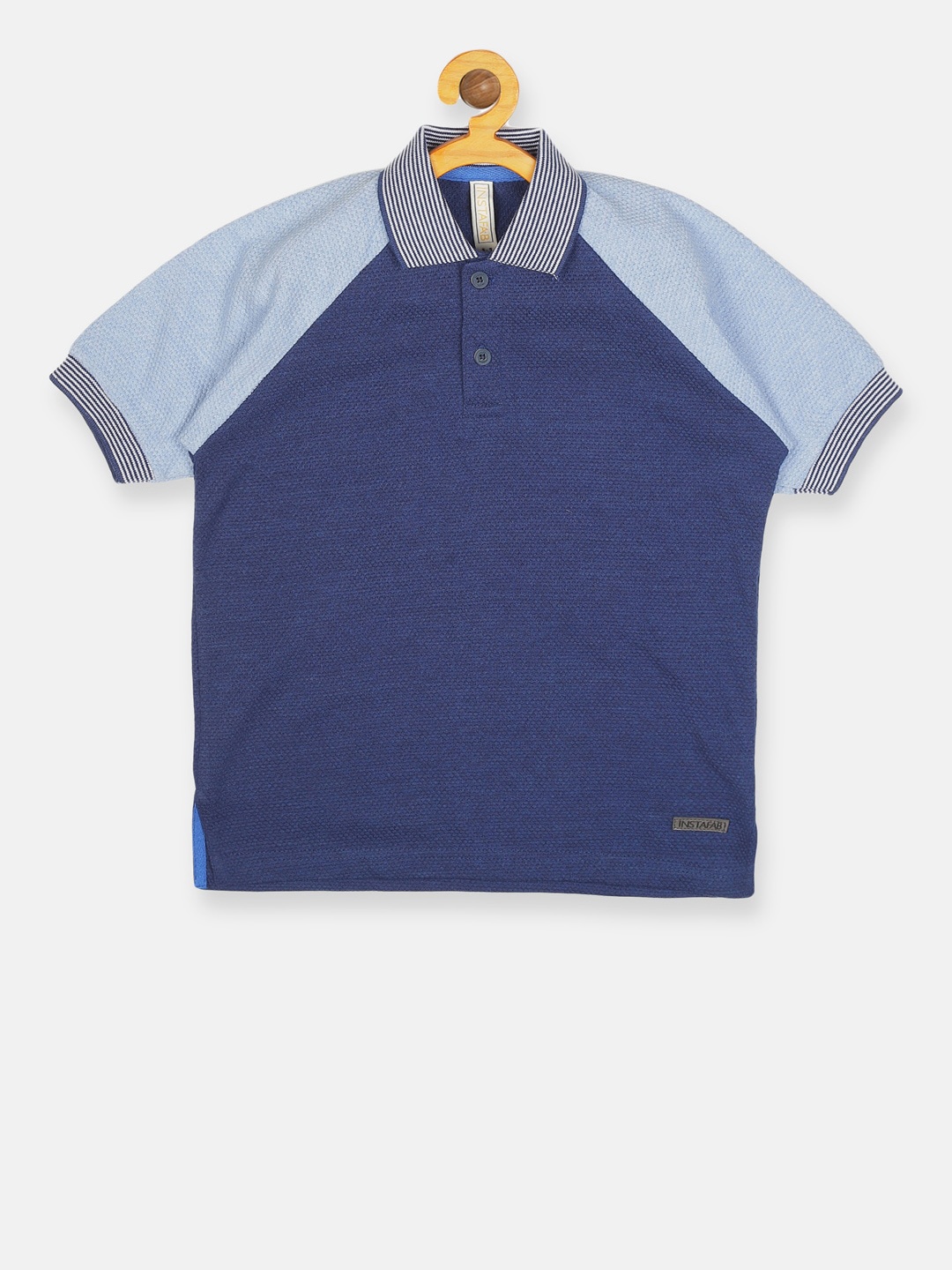

Instafab Boys Navy Blue Solid Polo Collar T-shirt