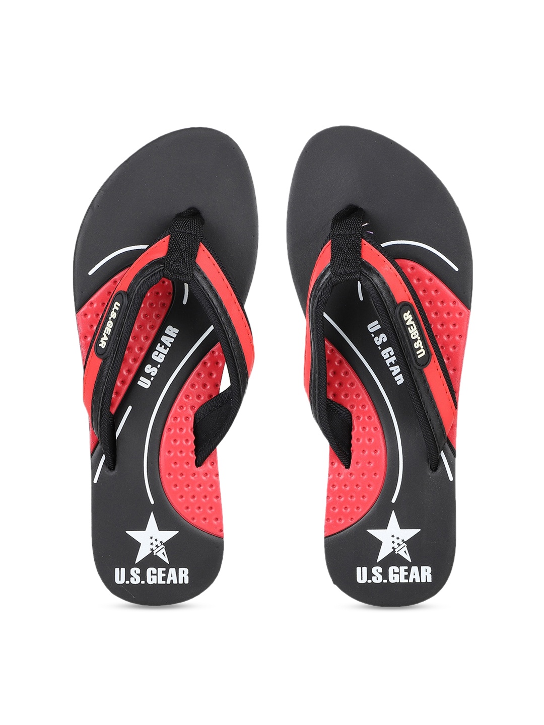

US Gear Women Black & Red Printed Thong Flip-Flops