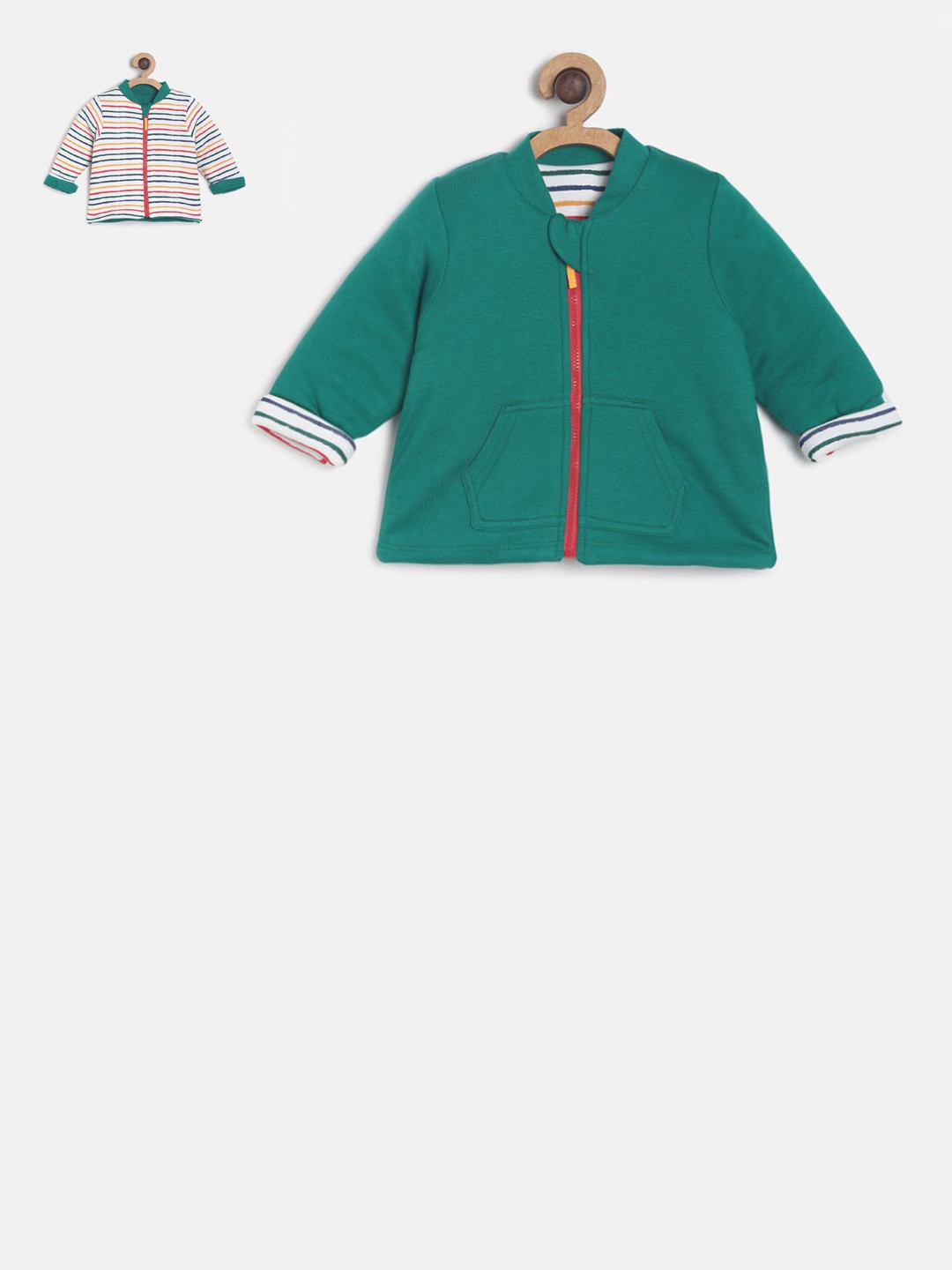 

MINI KLUB Boys Green Solid Reversible Tailored Jacket