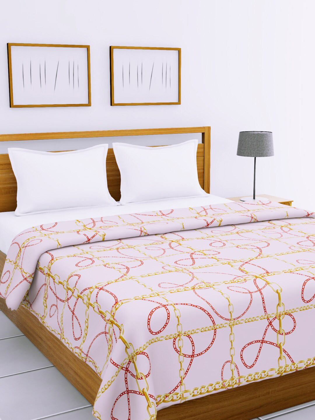 

BIANCA Pink & Red Abstract AC Room 300 GSM Double Bed Comforter