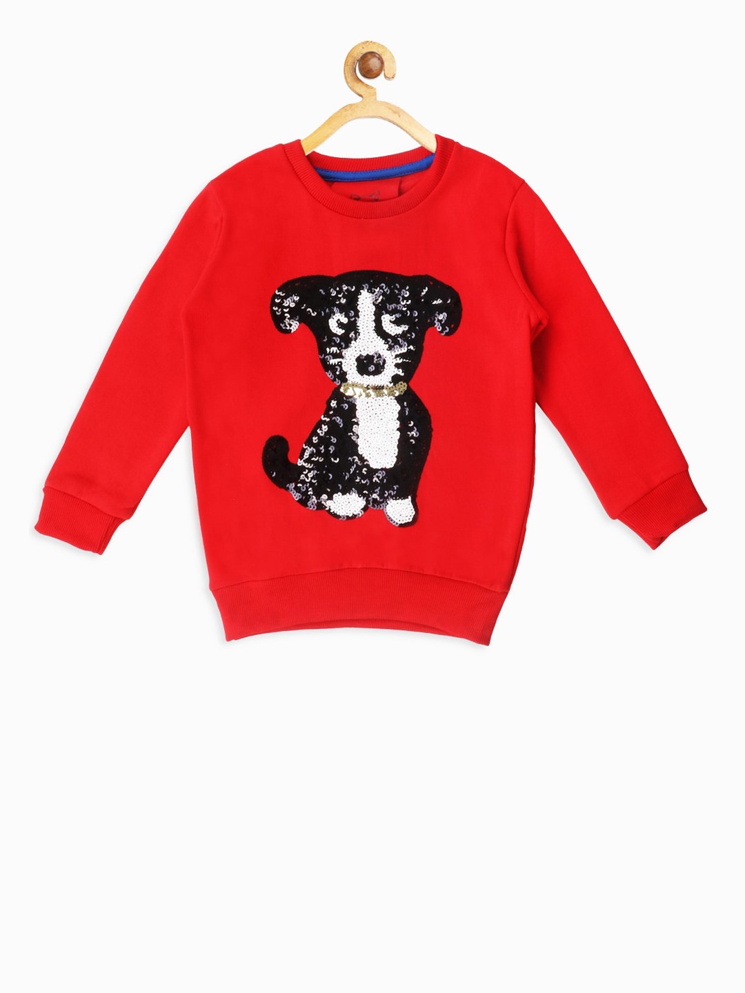

Lazy Shark Girls Red Embellished Sweatshirt