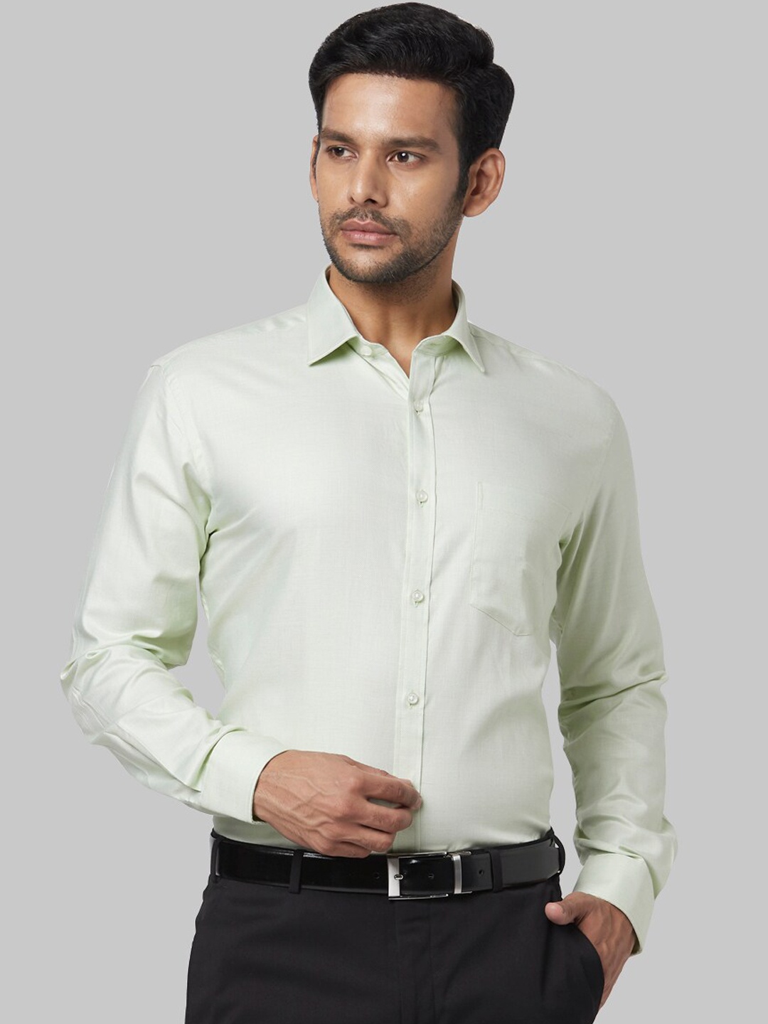 

Park Avenue Men Green Regular Fit Solid Formal Shirt