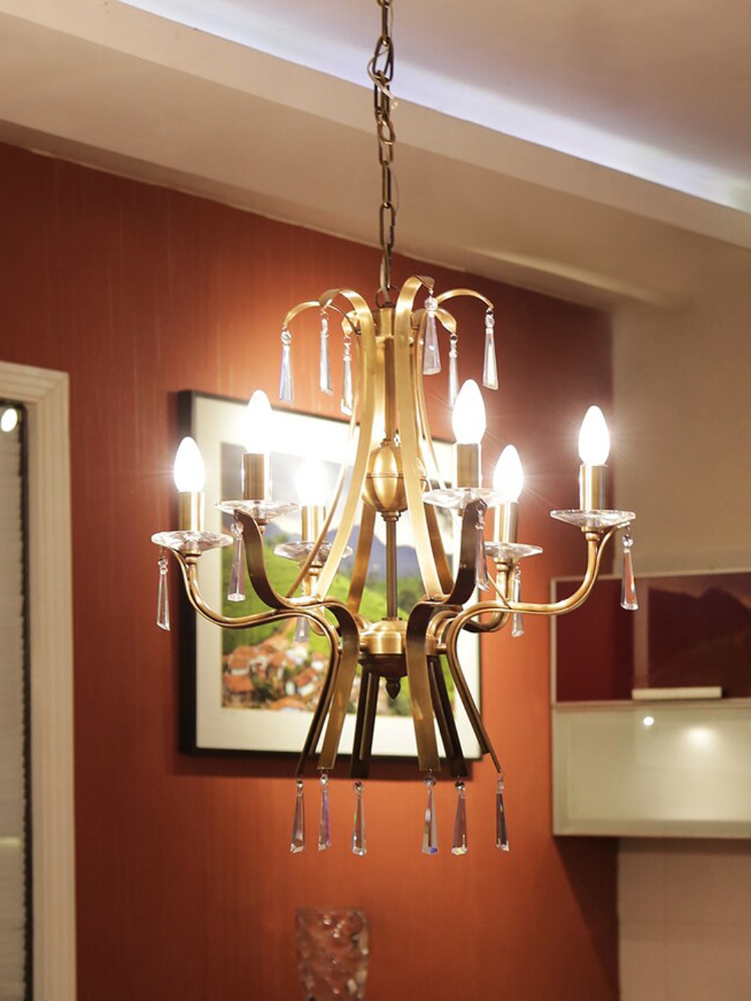 

THE LIGHT STORE Gold-Toned Adjustable Solid Chandelier