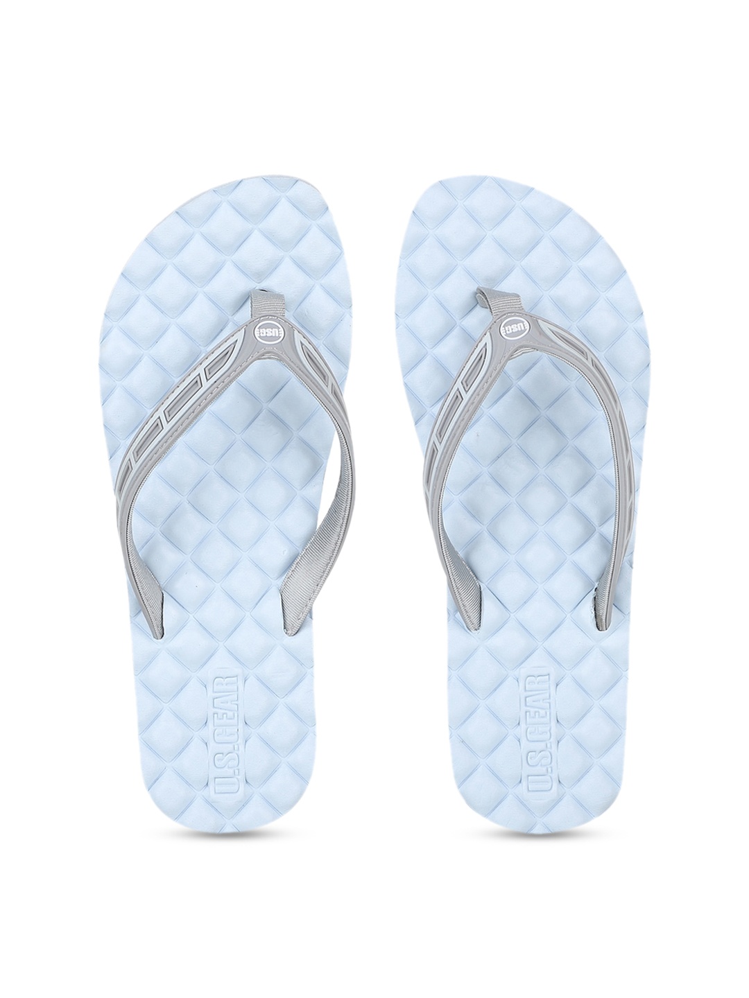 

US Gear Women Grey & Blue Printed Thong Flip-Flops