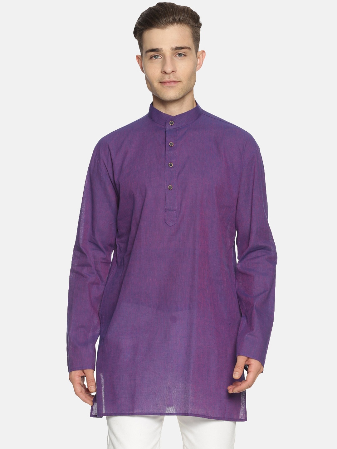 

Jansons Men Purple Solid Straight Kurta