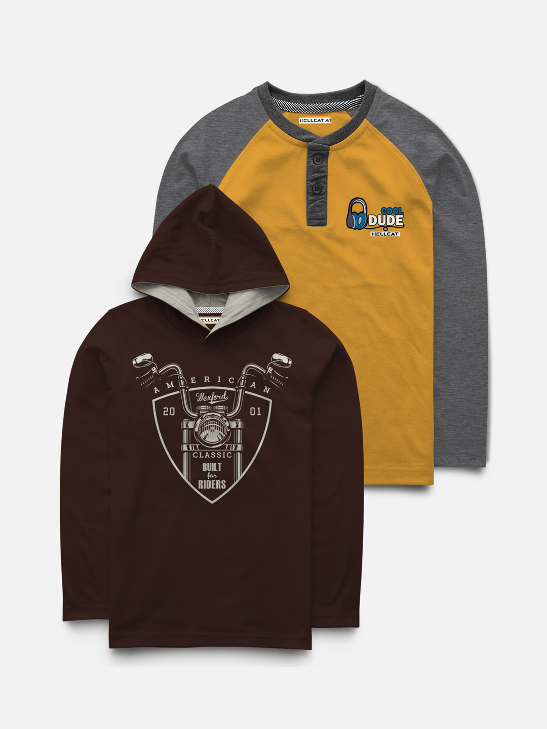 

HELLCAT Boys Pack of 2 T-shirts, Mustard