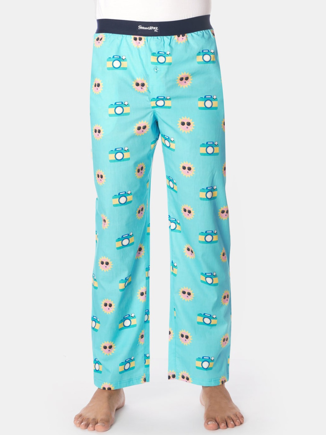 

Smugglerz Men Blue & Pink Printed Cotton Pyjama