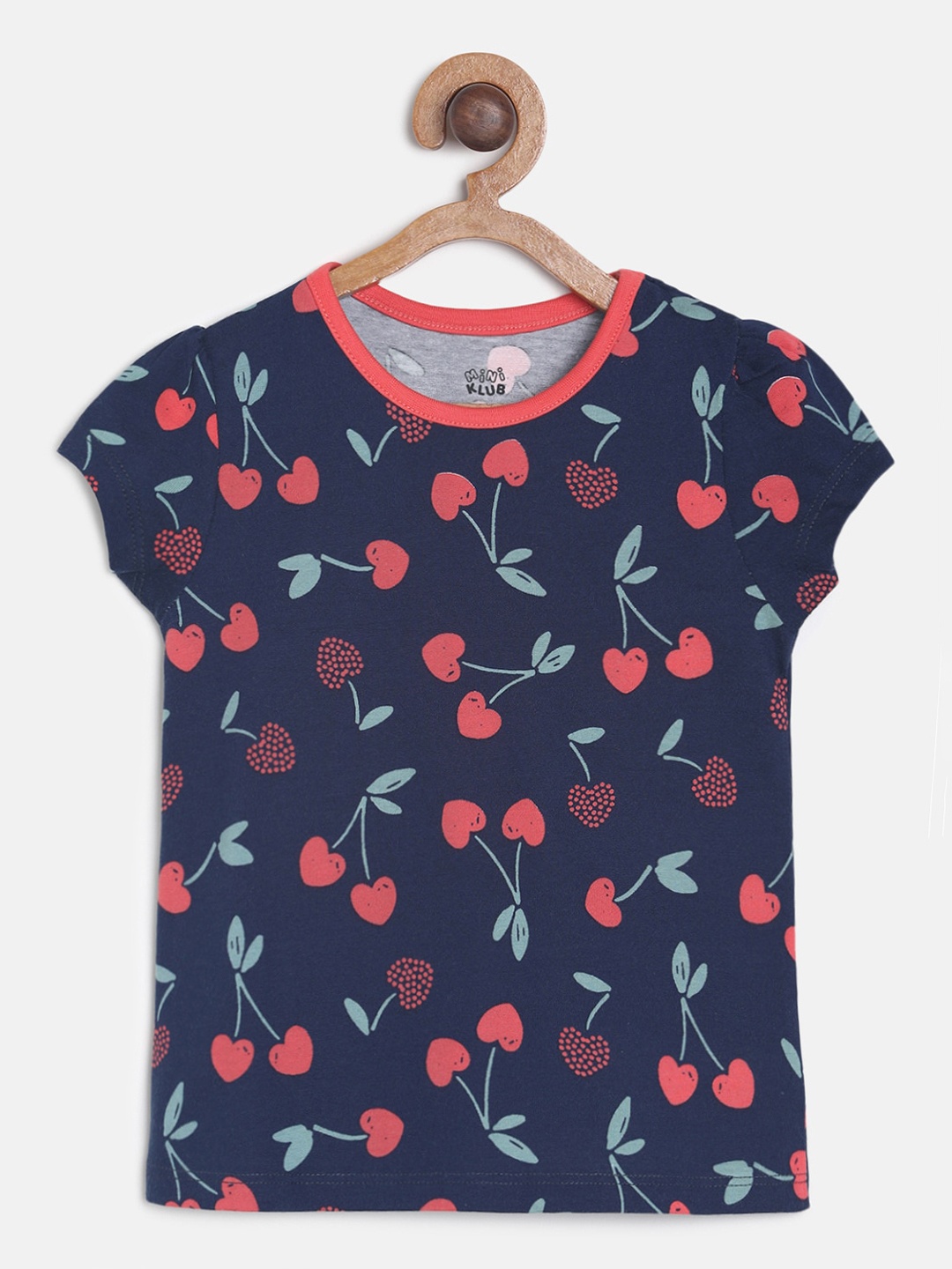 

MINI KLUB Girls Navy Blue Printed Top