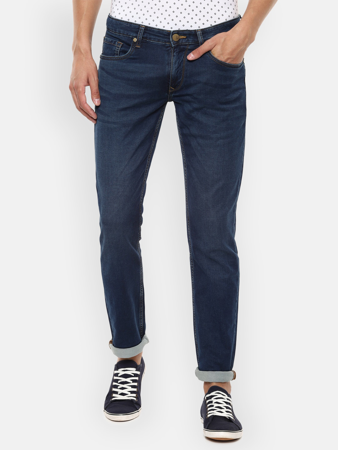 

Louis Philippe Jeans Men Blue Slim Fit Mid-Rise Clean Look Stretchable Jeans