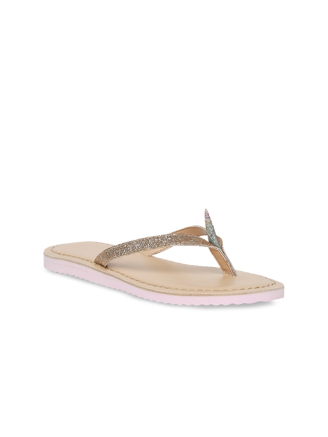

Aria Nica Girls Gold-Toned Embellished PU Open Toe Flats