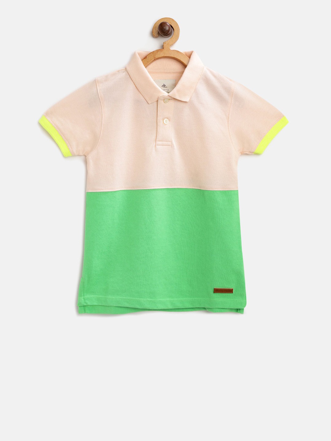 Cherry Crumble Boys Peach Cut & Sew Dual Colour Polo T-shirt