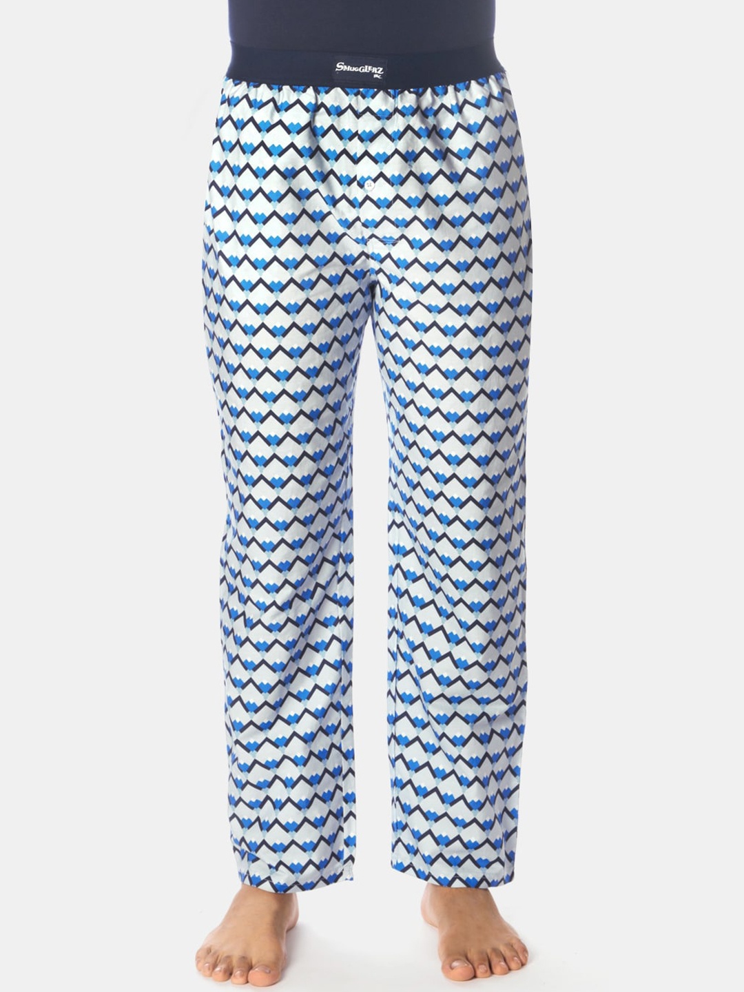 

Smugglerz Men Blue & Grey Printed Lounge Pants