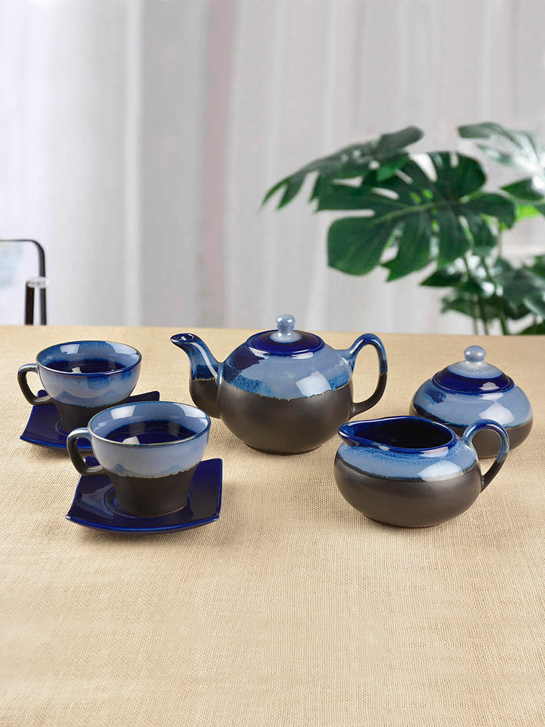 

StyleMyWay Black & BluePrinted Ceramic Kettle Set Set