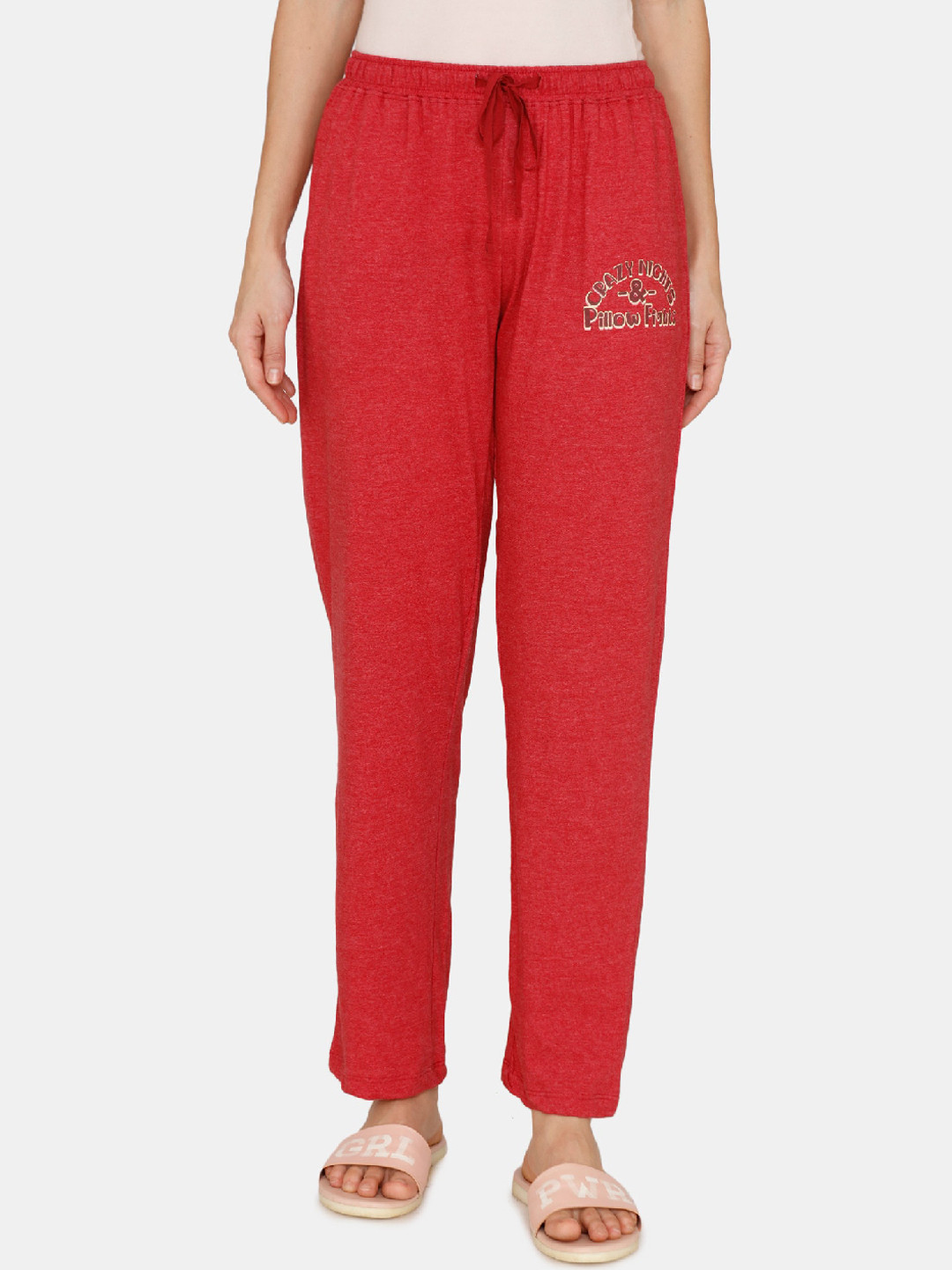 

Zivame Women Red Solid Anti-Microbial Lounge Pants