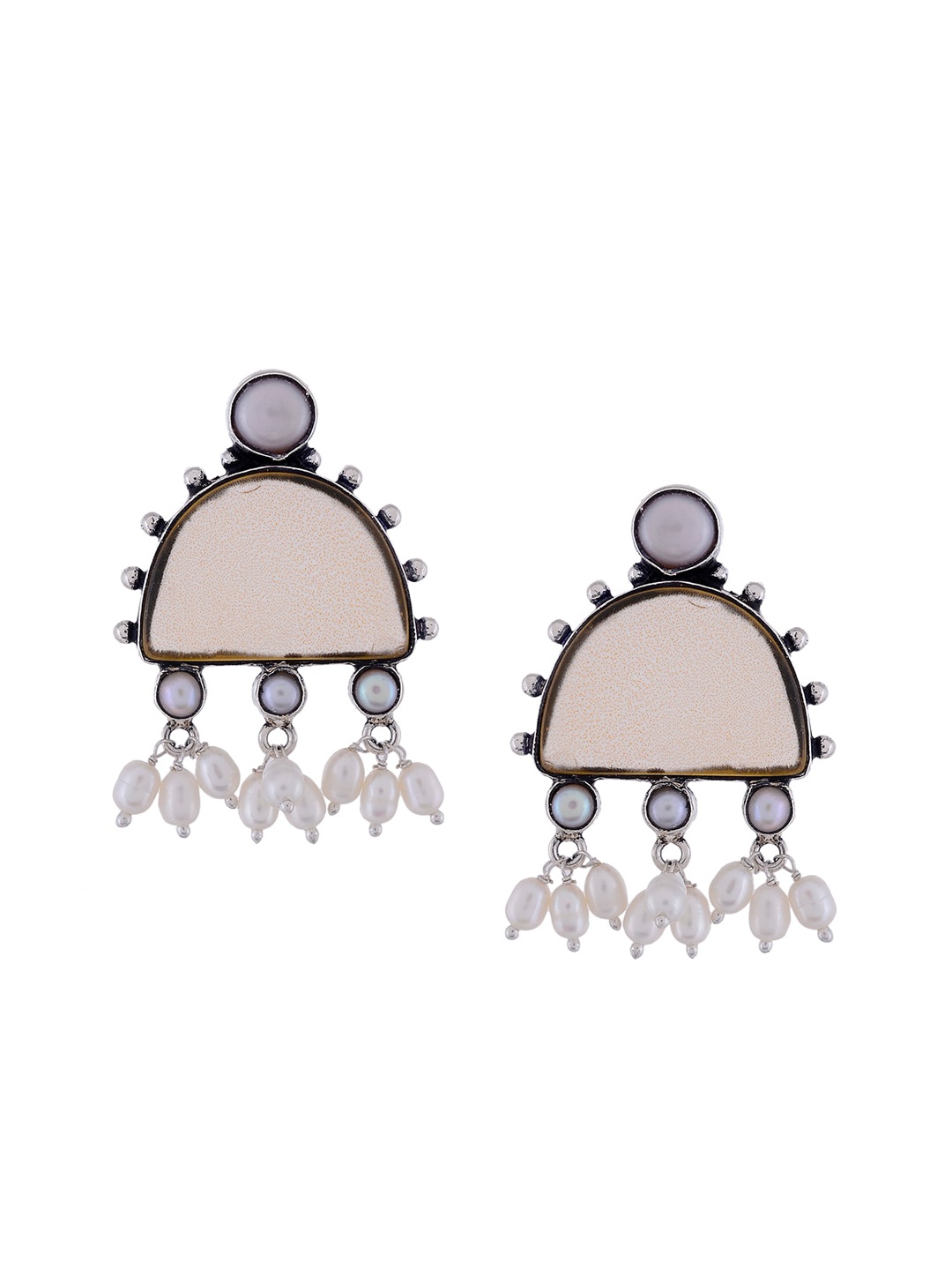 

Silvermerc Designs Silver-Toned Geometric Drop Earrings