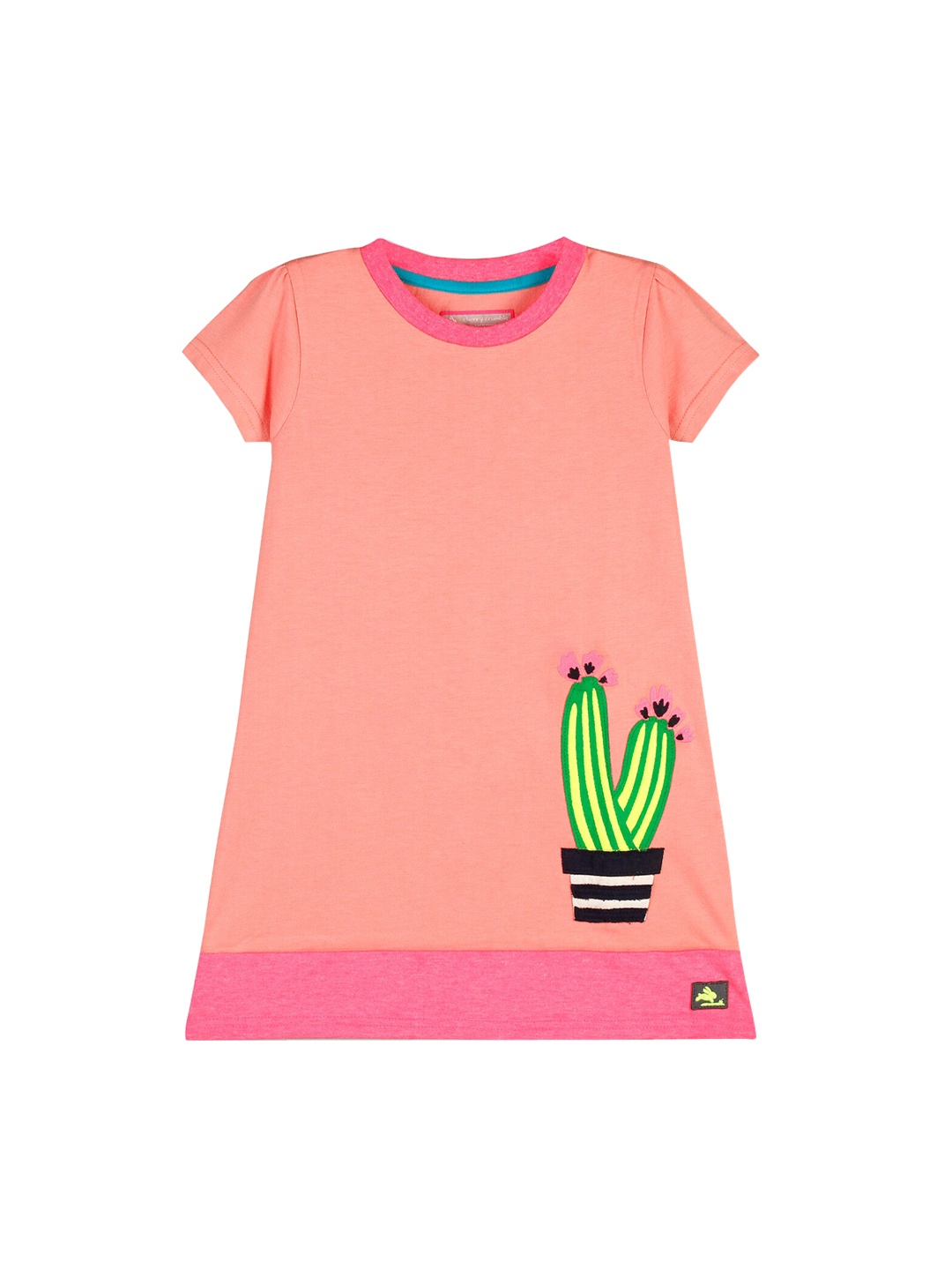 

Cherry Crumble Girls Coral & Pink Thorn Applique A-Line Dress