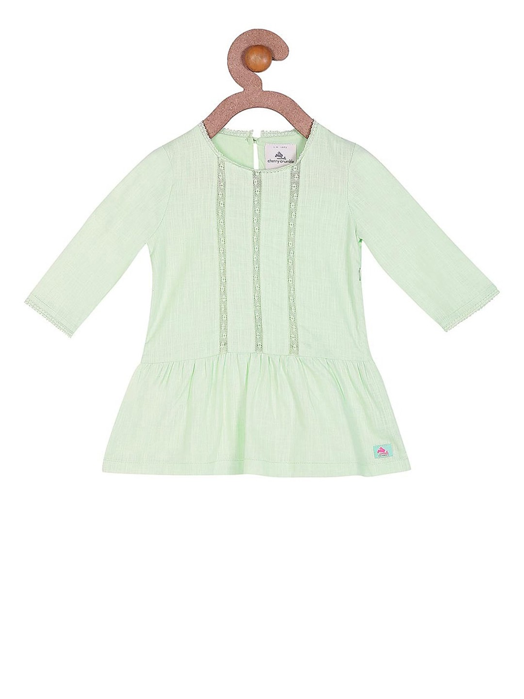 

Cherry Crumble Girls Green Solid Drop-Waist Dress