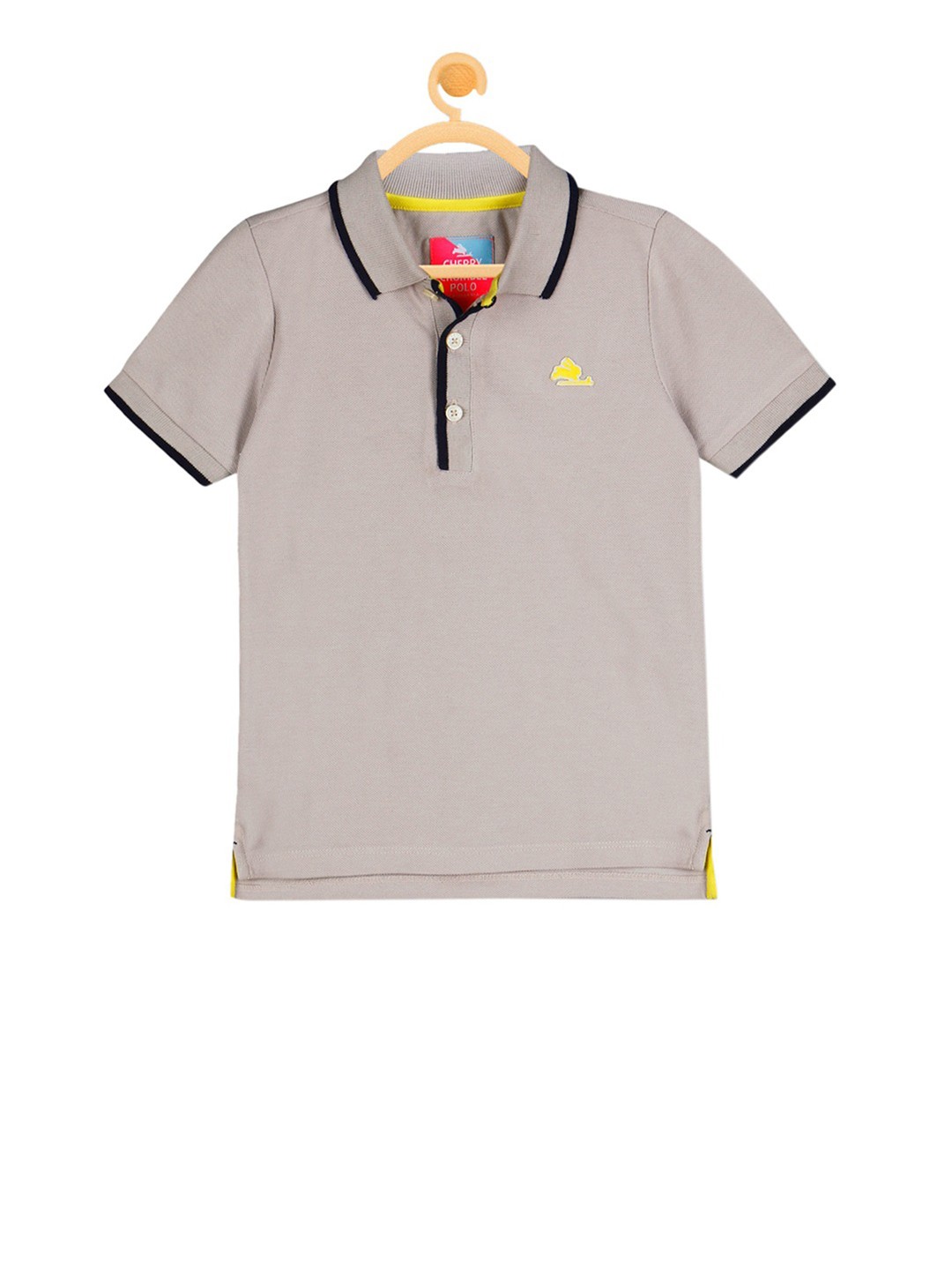 

Cherry Crumble Unisex Kids Grey Solid Polo Collar T-shirt