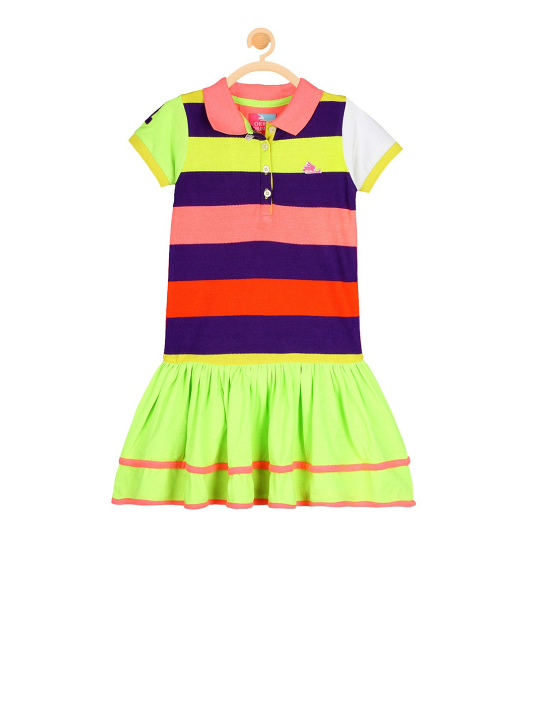 

Cherry Crumble Girls Multicoloured Striped Drop-Waist Dress, Multi