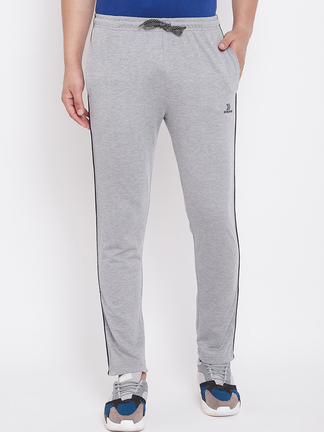 

Adobe Men Grey Melange Solid Training Track Pants