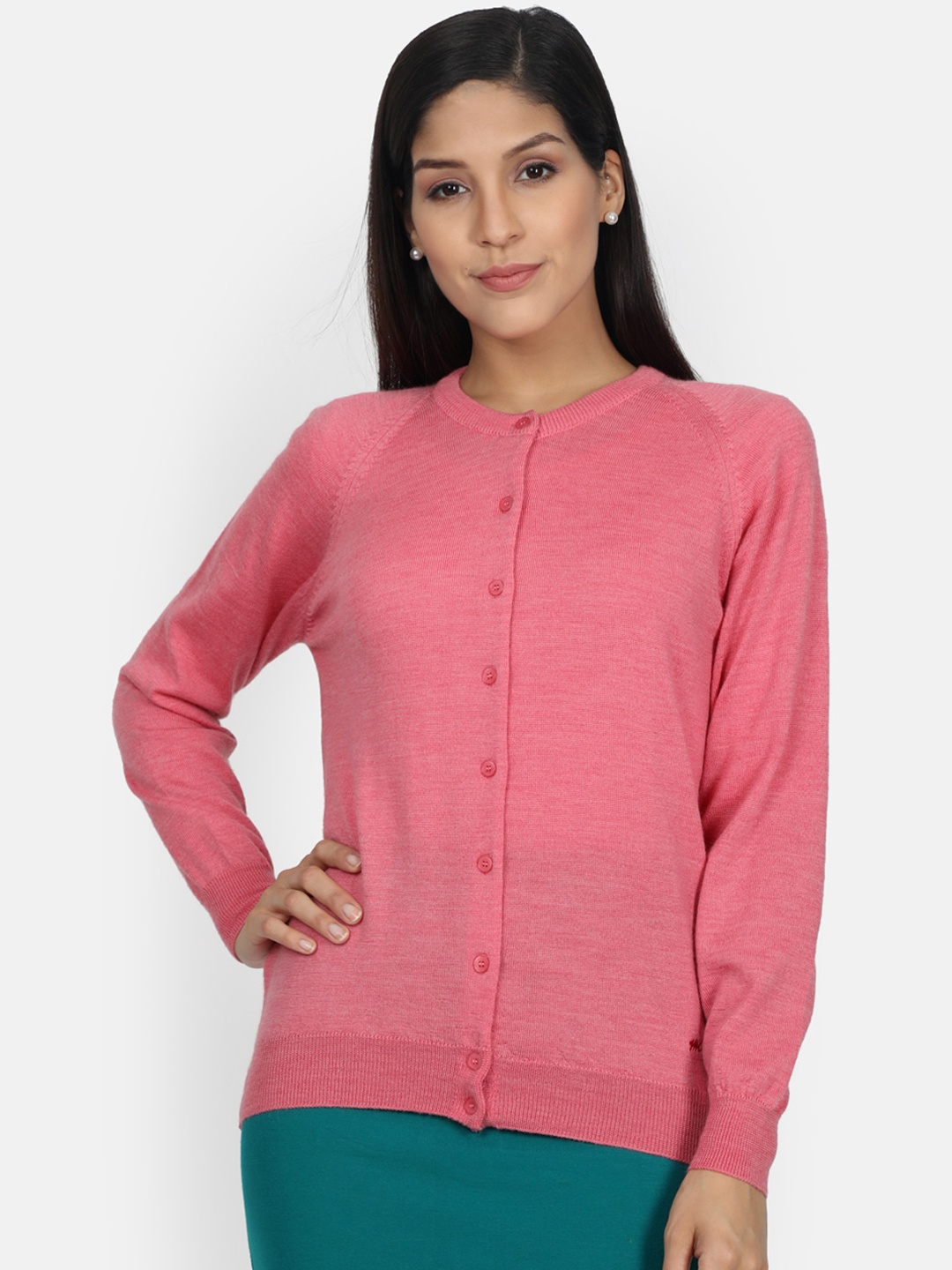

Monte Carlo Women Pink Solid Cardigan Sweater