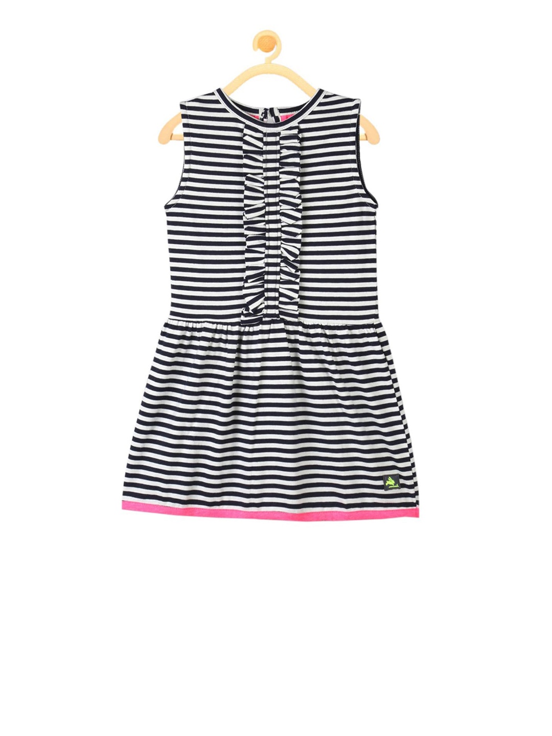 

Cherry Crumble Girls Black Striped A-Line Dress