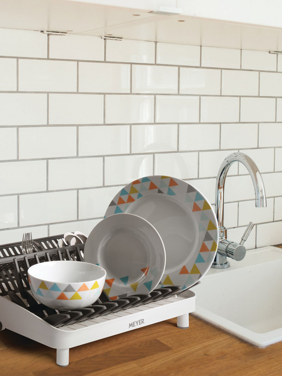

MEYER White Kitchen Hacks Space Saving Dish Drainer