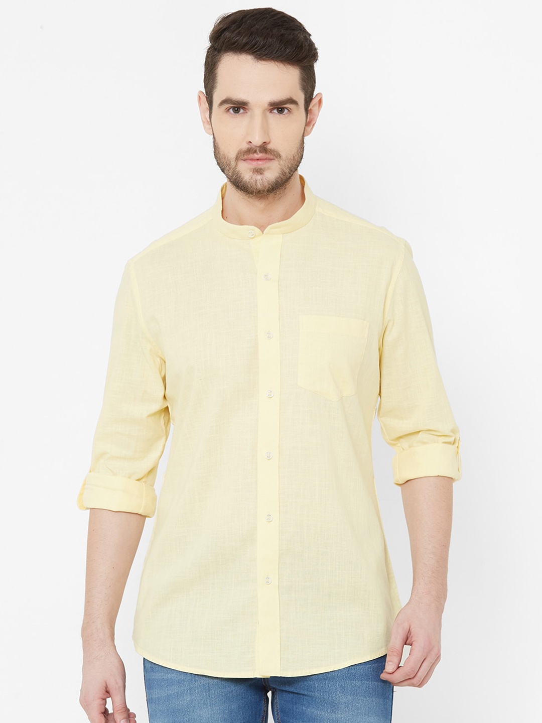 

EVOQ Men Yellow Comfort Regular Fit Solid Casual Shirt