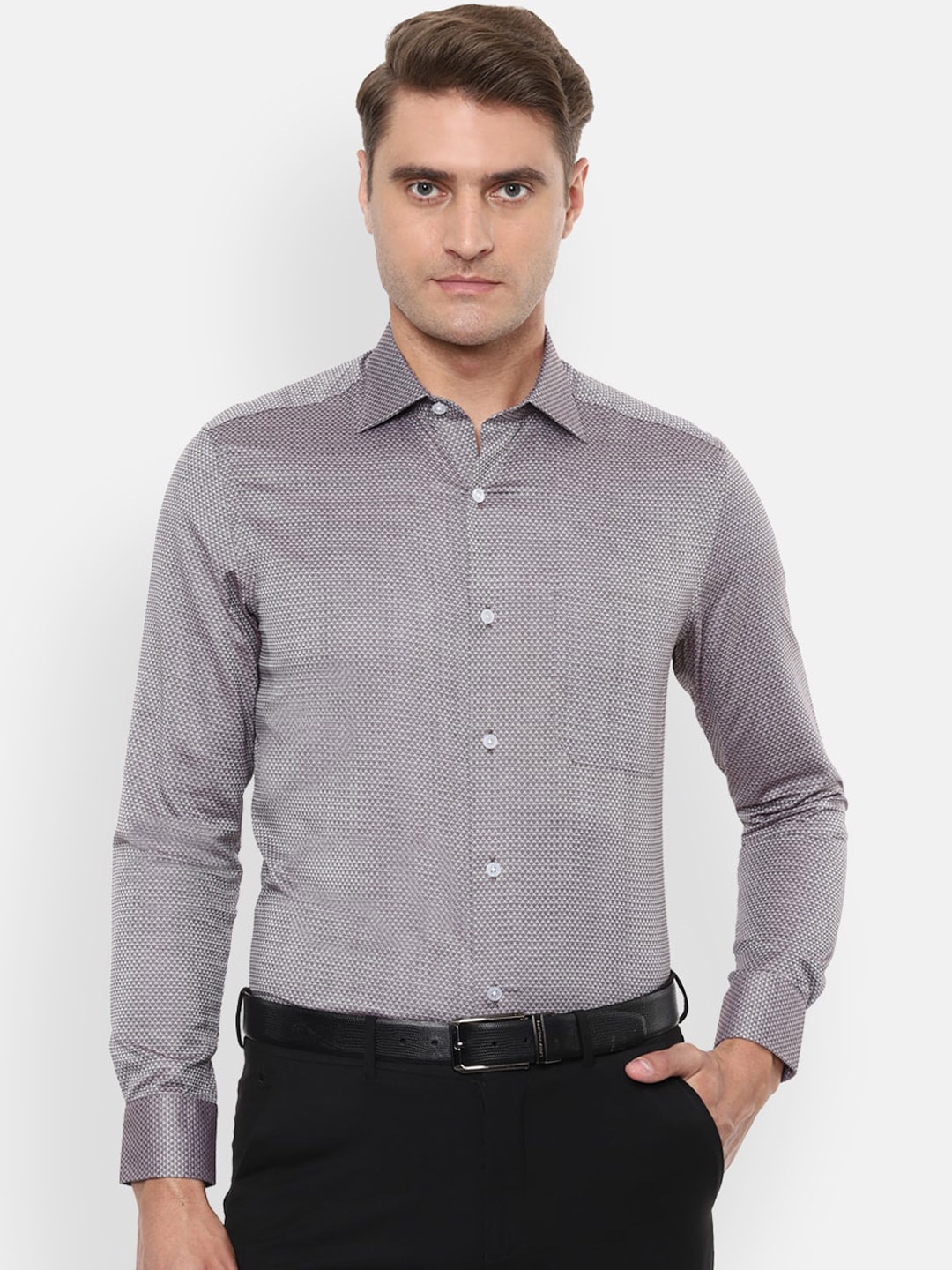 

Louis Philippe Gods & Kings Men Black & Grey Regular Fit Printed Formal Shirt