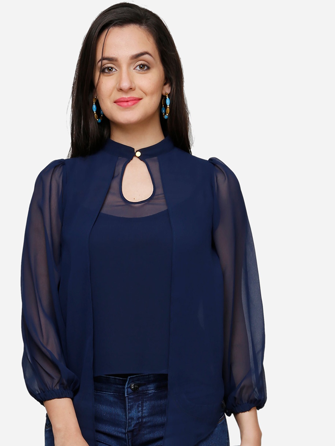 

V&M Women Navy Blue Solid Top