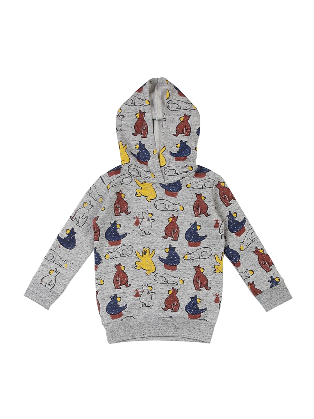 

Lazy Shark Boys Grey Melange Printed Hooded Sweatshirt