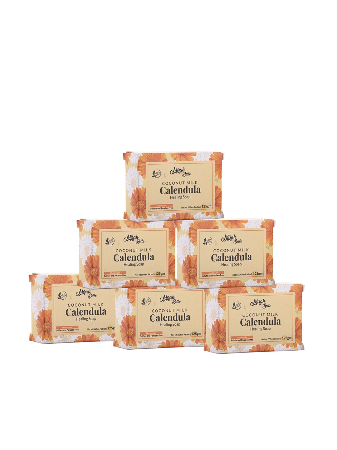 

Mirah Belle Set of 6 Calendula Healing Soap Bars, Yellow