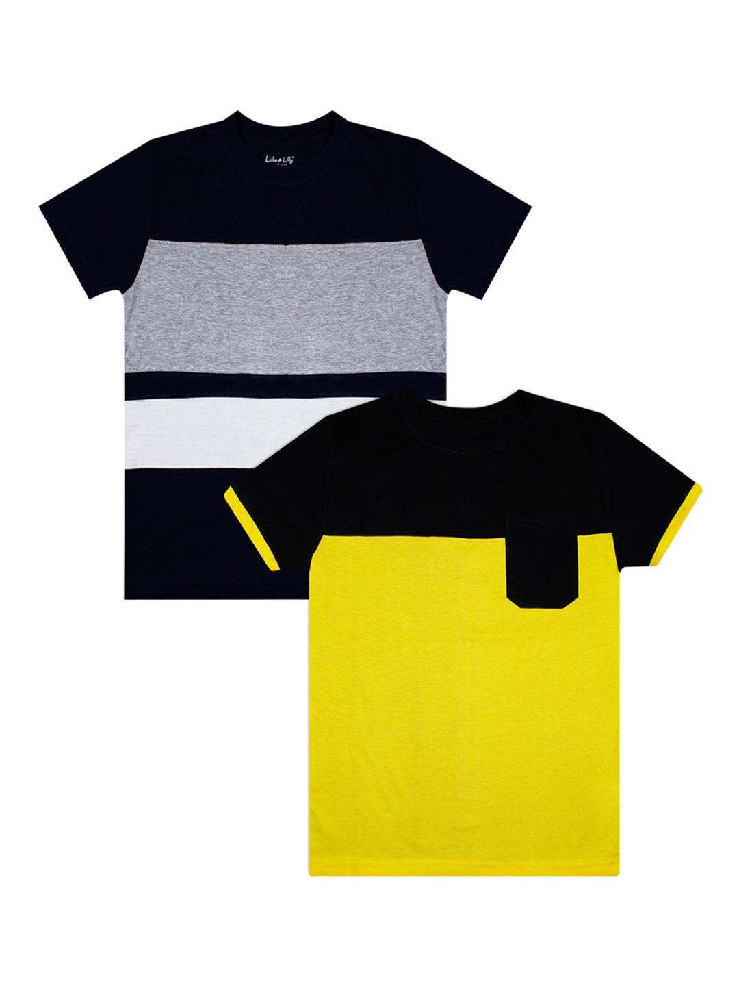 

Luke & Lilly Boys Pack of 2 Colourblocked Round Neck T-shirts, Grey