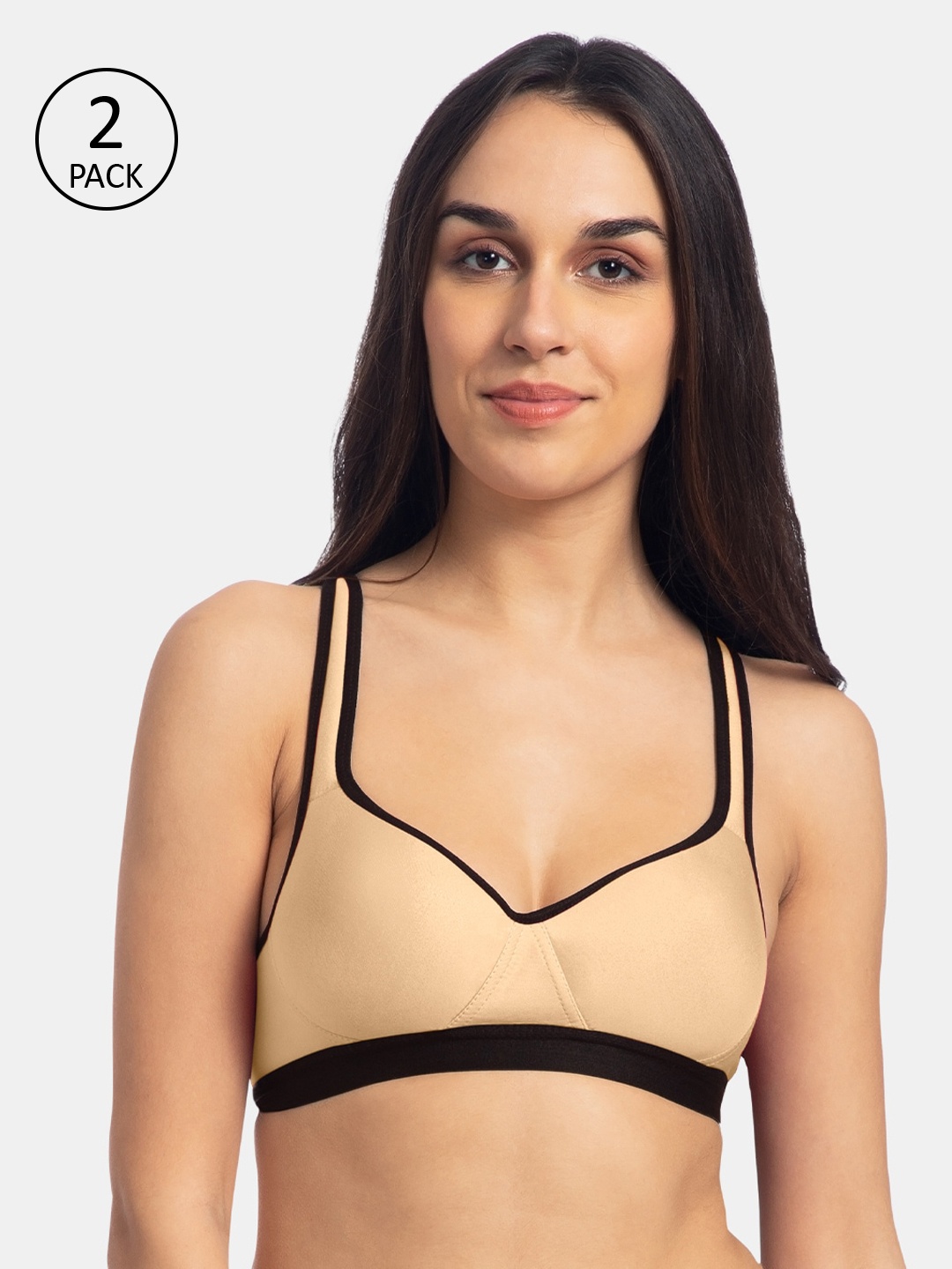

KOMLI Pack Of 2 Beige Solid Non-Wired Lightly Padded Push-Up Bra