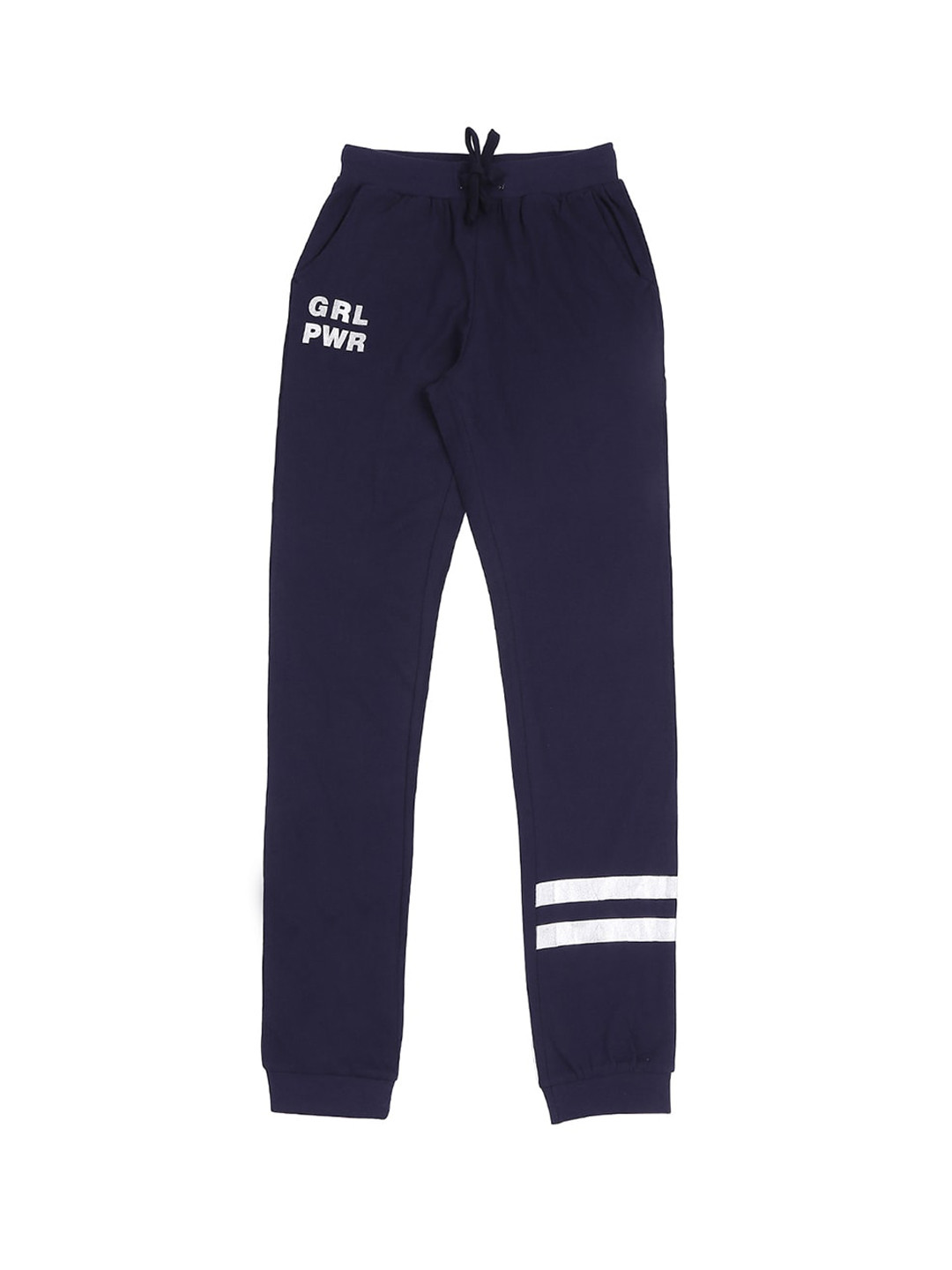 

Pantaloons Junior Girls Navy Blue & White Printed Straight-Fit Track Pant