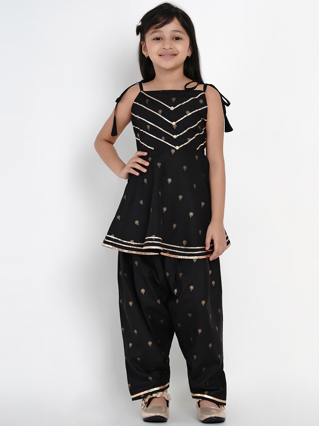 

Bitiya by Bhama Girls Black Printed Kurti with Salwar