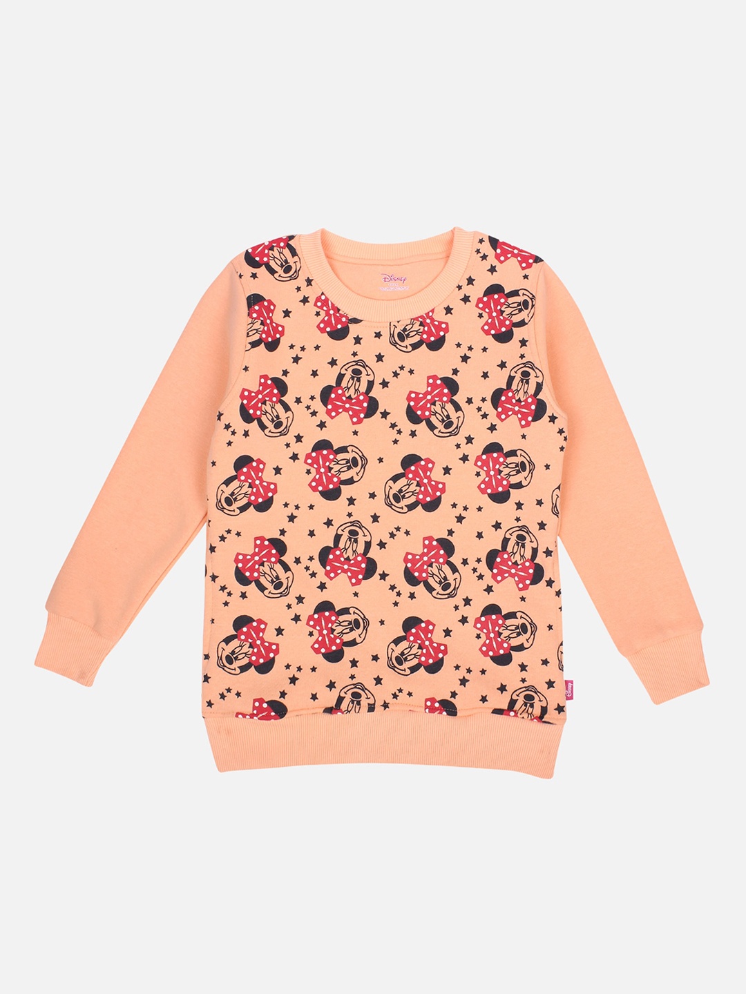 

PROTEENS Girls Peach-Coloured & Black Minnie Mouse Printed Sweatshirt