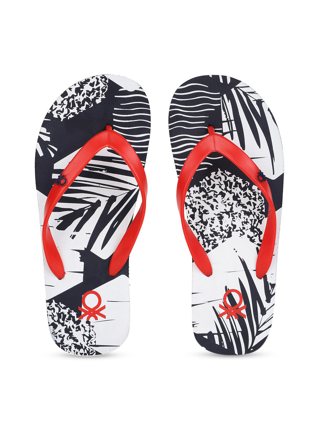 

United Colors of Benetton Men White & Black Printed Thong Flip-Flops