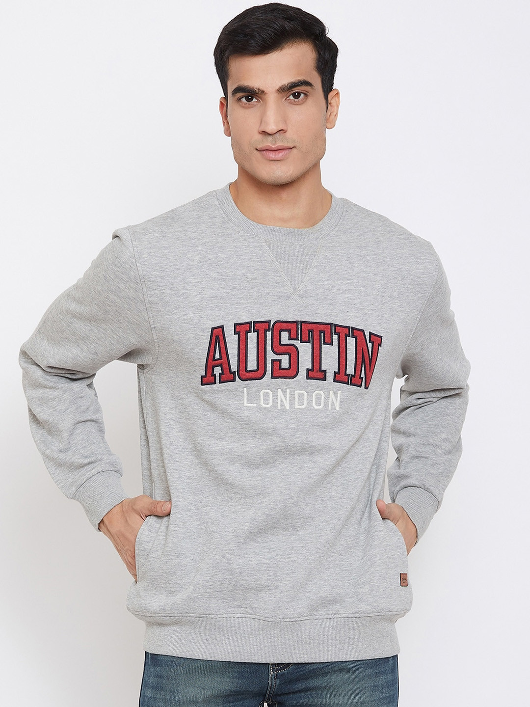 

Austin wood Men Grey Printed Sweatshirt