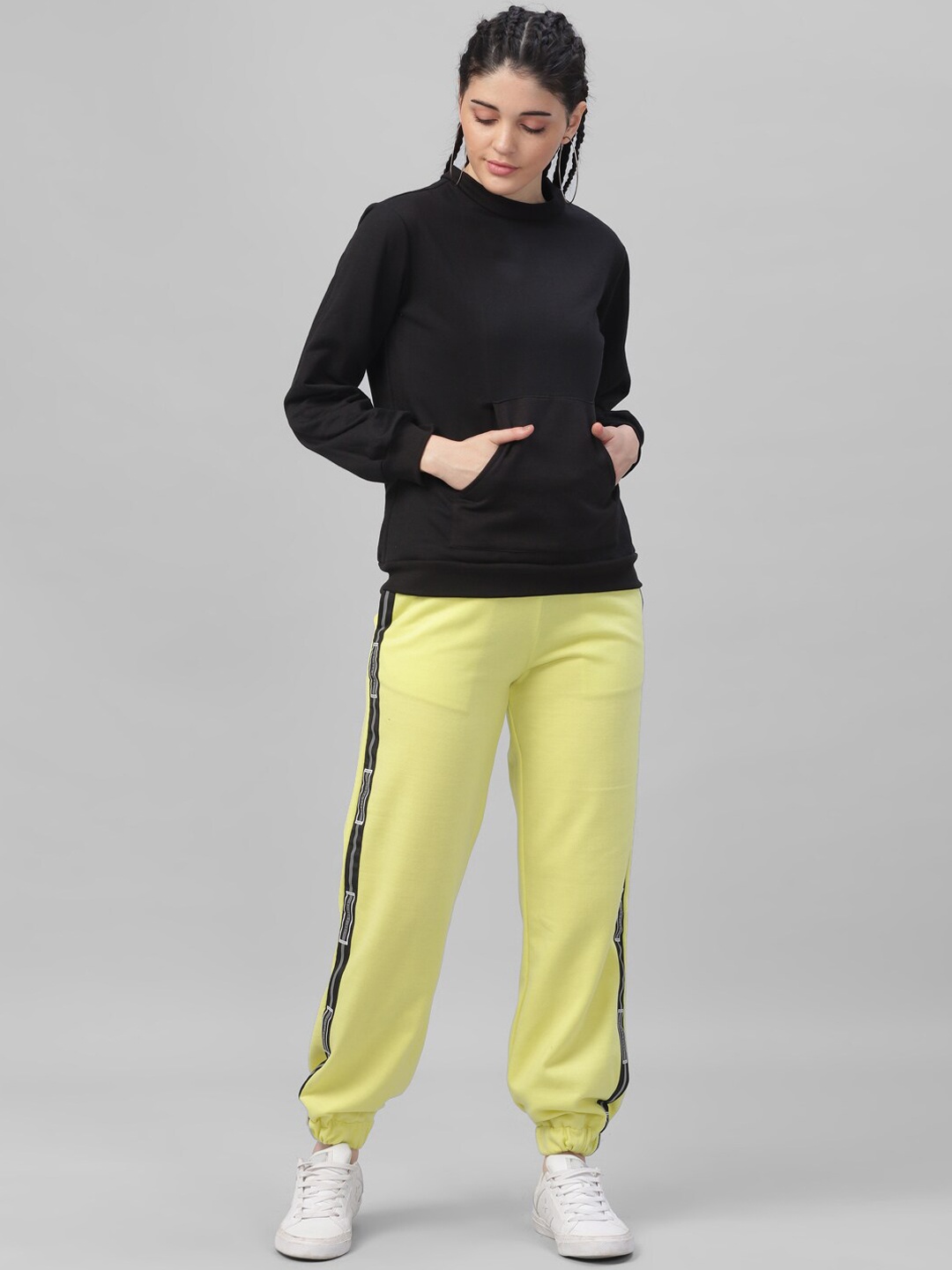 

Athena Women Lime Green & Black Solid T-shirt with Pyjamas