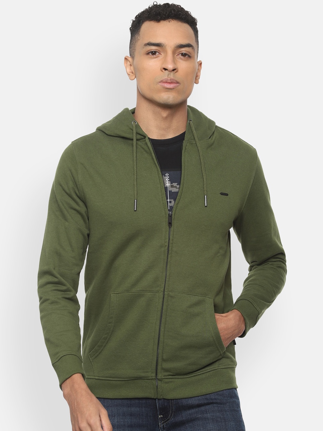 

Van Heusen Sport Men Olive Green Solid Hooded Sweatshirt