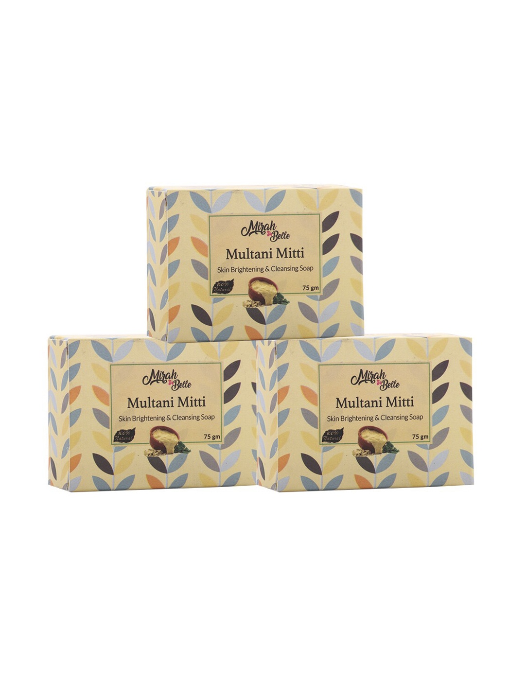 Mirah Belle Set Of 3 Organic Multani Mitti Soaps, Off white