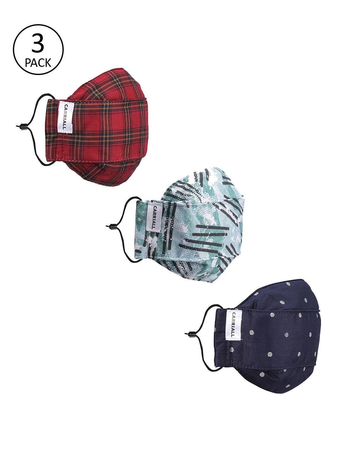

CARRIALL Unisex 3 Pcs Assorted Reusable Washable 3-Ply Cloth Masks