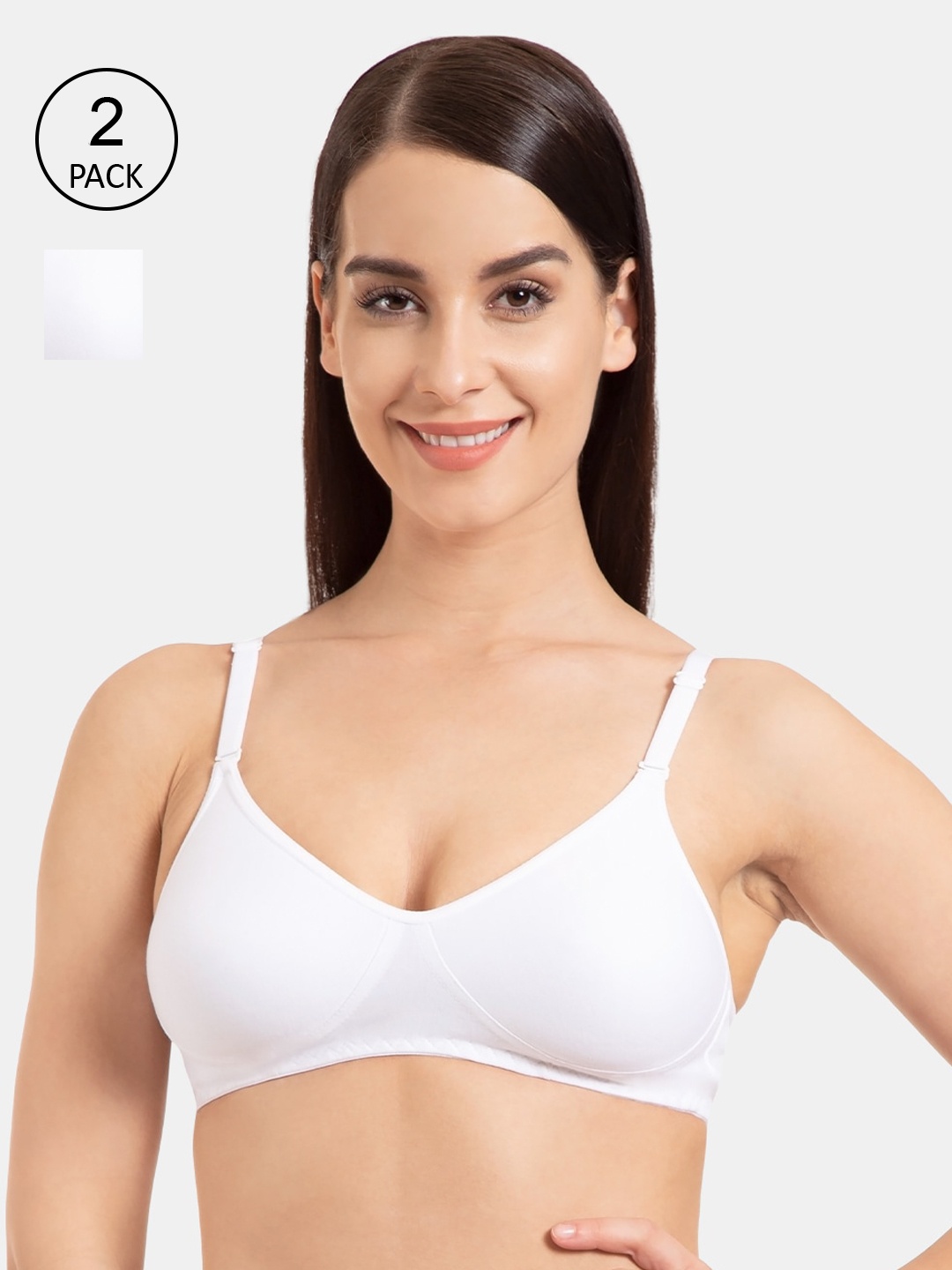 

KOMLI White Solid Non-Wired Non Padded Everyday Bra