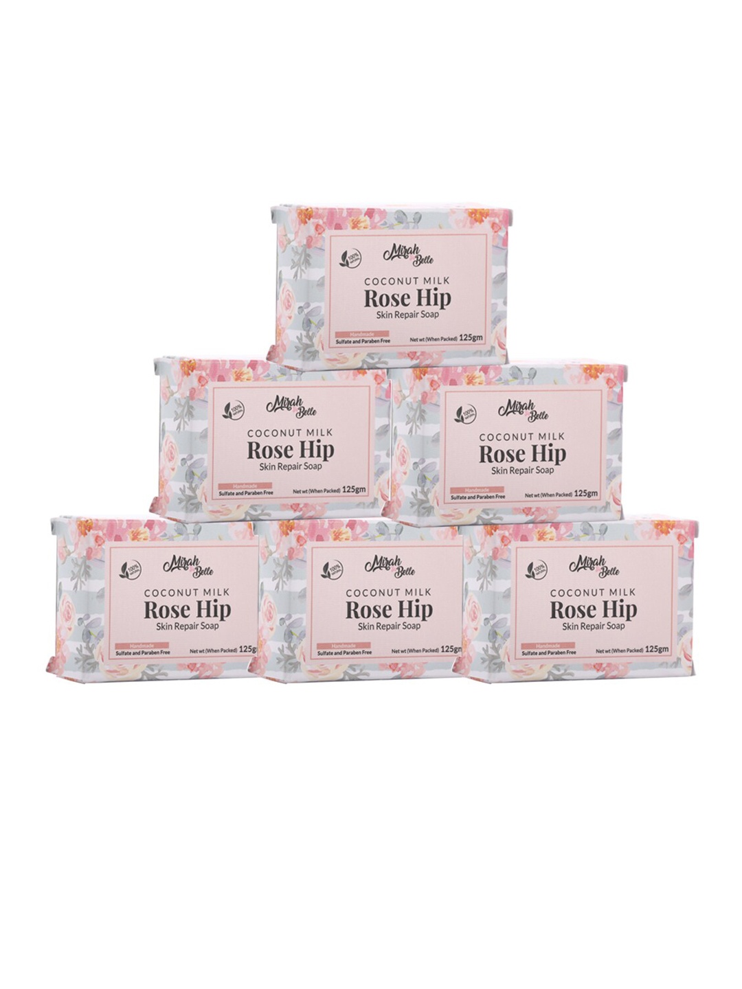 Mirah Belle Pack Of 6 Rosehip Skin Repair Soaps, Pink