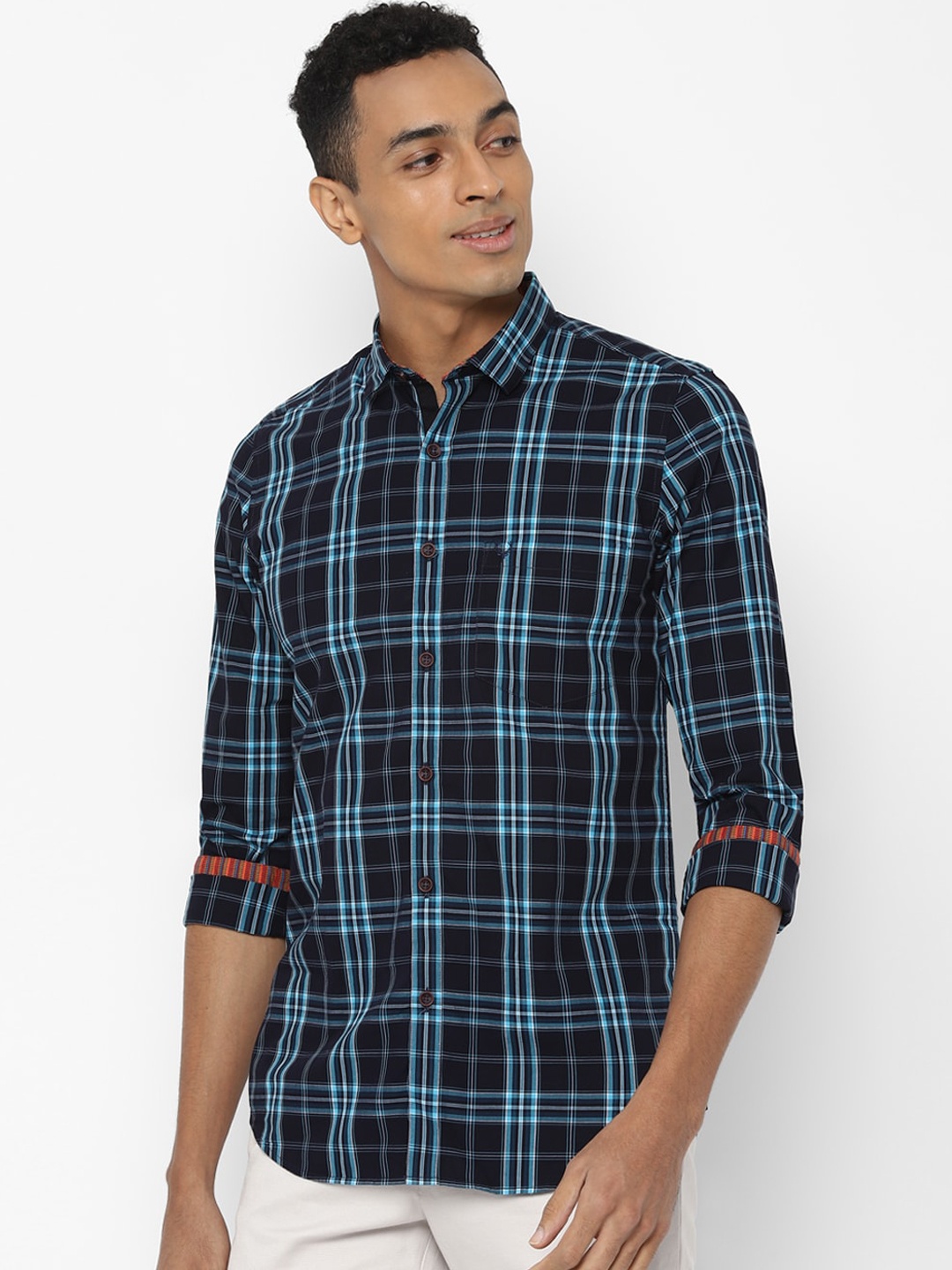 

Allen Solly Men Blue Slim Fit Checked Casual Shirt